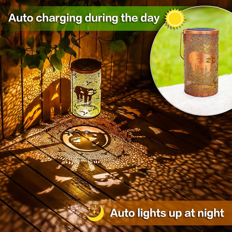 EZTZEN Sloth Solar Lanterns Outdoor Waterproof Hanging Solar Lights Sloth Gifts for Women Men Metal Decorative LED Sloth Lanterns for Garden Decor,Yard,Patio,Lawn,Tabletop,Pathway,Landscape - Image 4